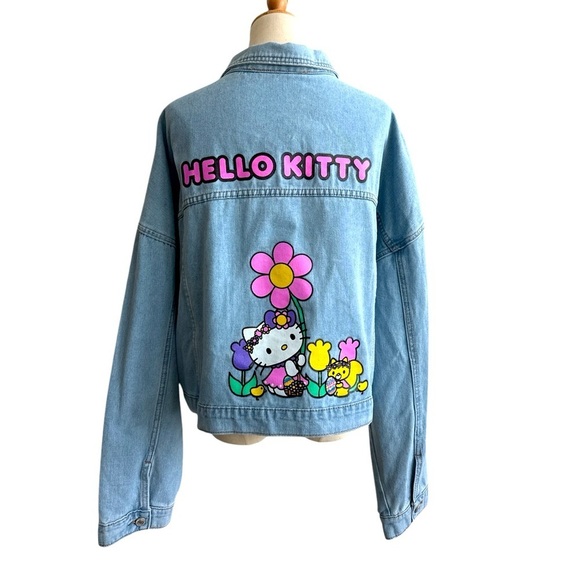 Hello Kitty x SHEIN Woman’s Light Wash Blue Denim Graphic Jacket Size 4XL NWT - Picture 9 of 9